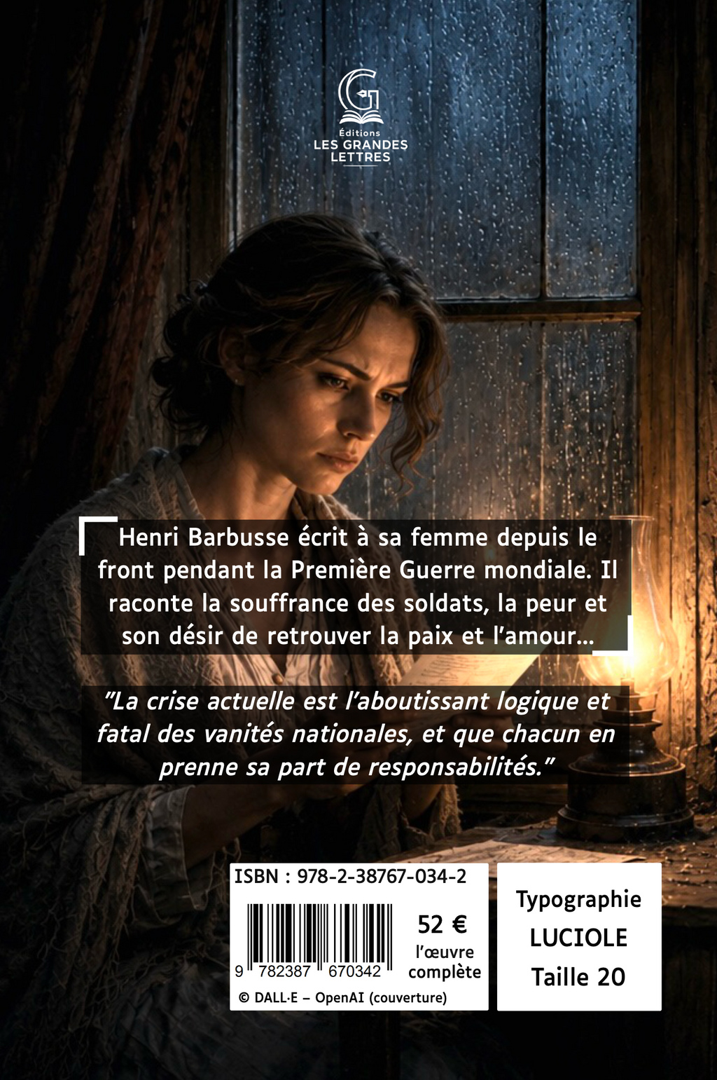LETTRES DE HENRI BARBUSSE À SA FEMME, 1914-1917 - HENRI BARBUSSE (TAILLE 20)