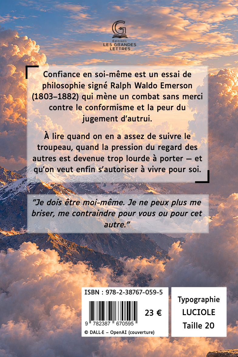 CONFIANCE EN SOI-MÊME - RALPH WALDO EMERSON (TAILLE 20)