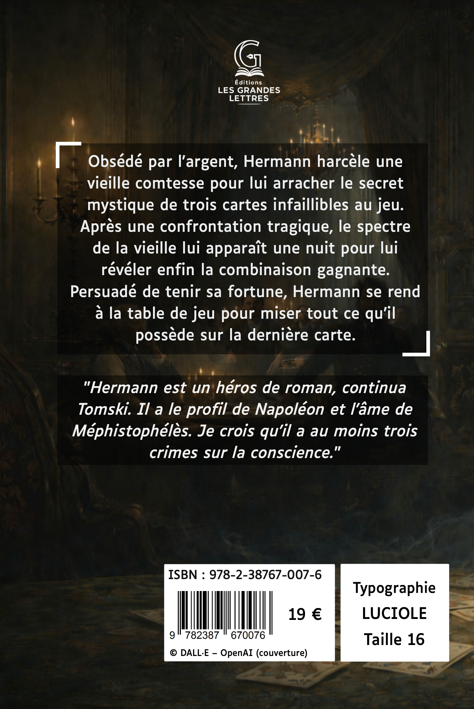 LA DAME DE PIQUE - ALEXANDRE POUCHKINE (TAILLE 16)